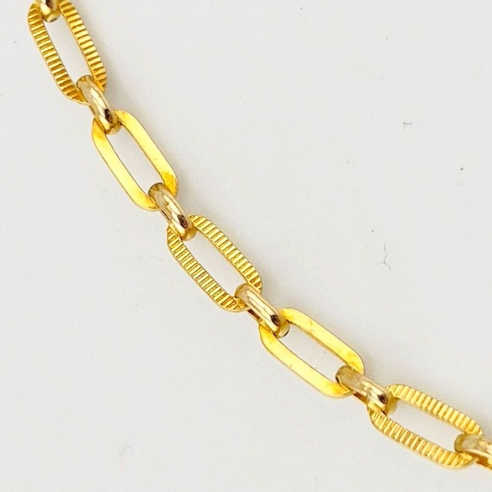 Vintage Gold Filled Pocket Watch Chain Oval Textured Links Dog Clip 13"